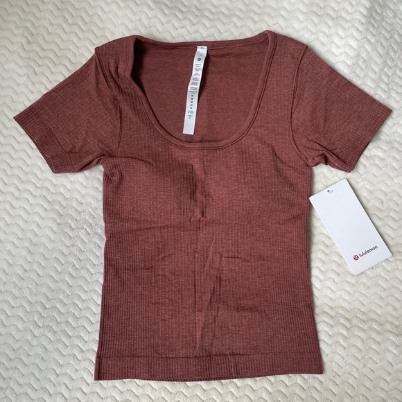 Lululemon Ebb to Street Short Sleeve Shirt Sz4 brown NWT - Picture 2 of 9